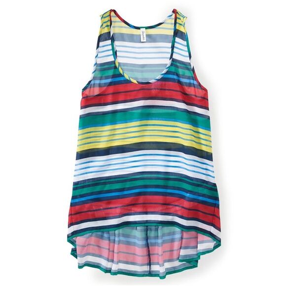 Aeropostale Womens Sheer Striped Extended Back Tank Top, Multicoloured, NWT - Picture 1 of 2